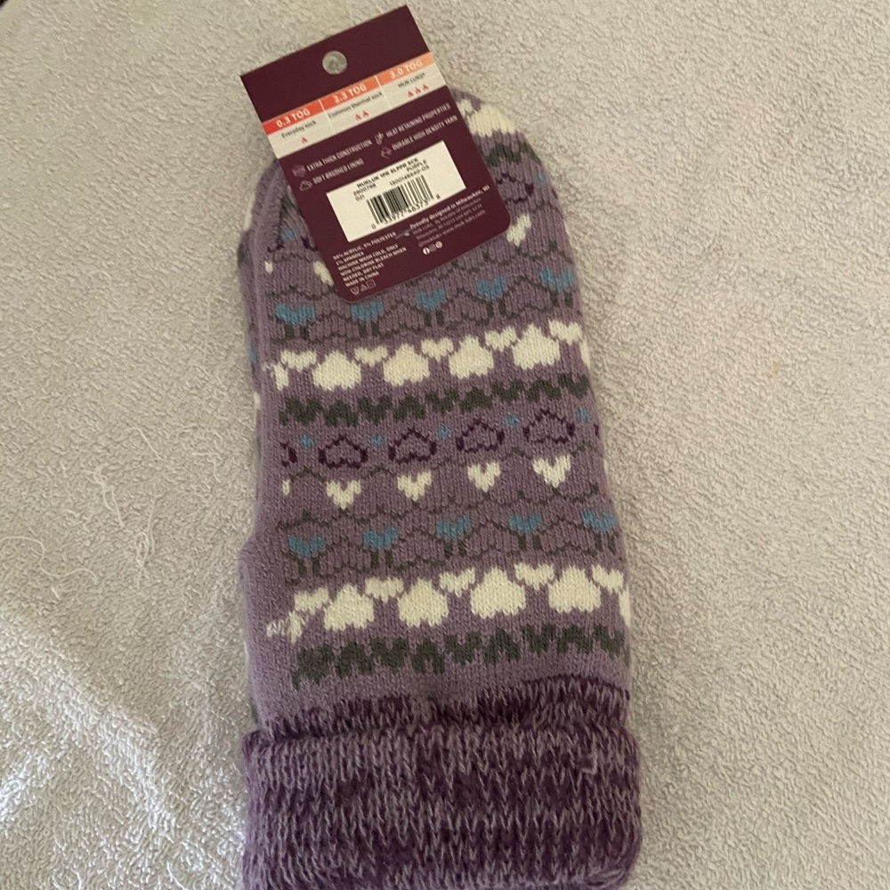 Muk Luks Women's Thermal Socks - Purple and White Pattern - Picture 2 of 2